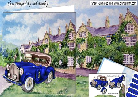 Lovely Mansion with Drive and Vintage Blue Car Kit