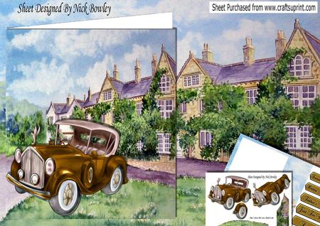 Lovely Mansion with Drive and Vintage Brown Car Kit