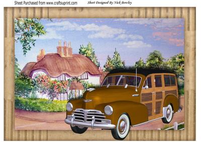 Brown 1948 Vintage Woody, with Pretty Cottage A4