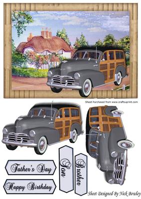 Silver 1948 Vintage Woody, with Pretty Cottage