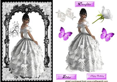 Elegant Lady in White Gown
