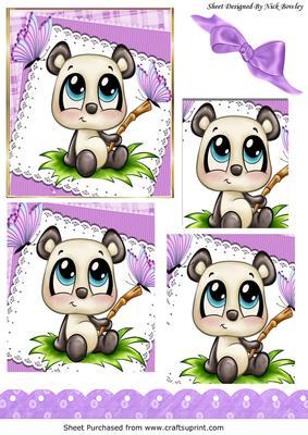 Cute Panda with Butterflies on Lace Pyramids