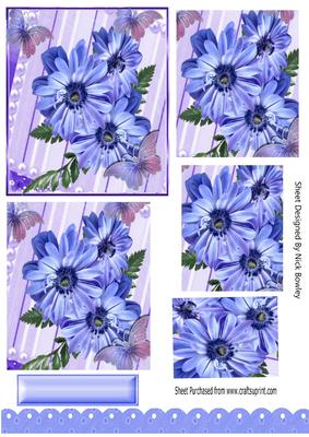 Pretty Cornflower Blue Flowers with Butterflies Pyramids