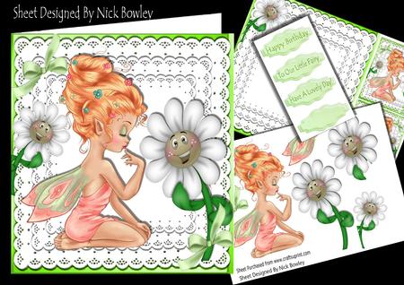 Sweet Little Faerie with Happy Face Flower on Lace 8x8 Kit
