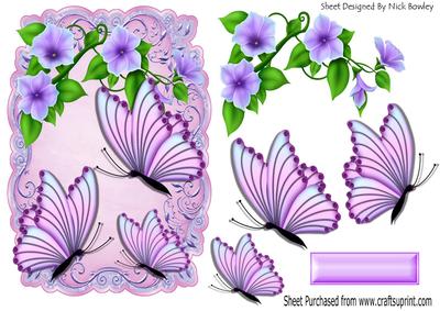 Pretty Floral Topper with Lilac Flowers and Butterflies