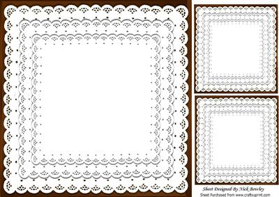 Pretty Brown with Frill Lace Edging Card Front & Toppers