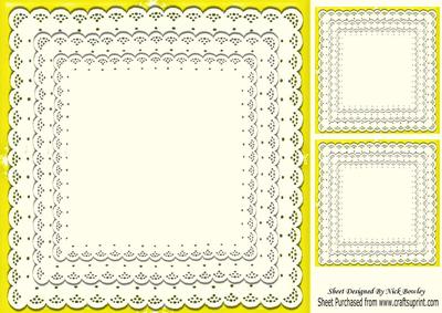 Pretty Yellow with Frill Lace Edging Card Front & Toppers
