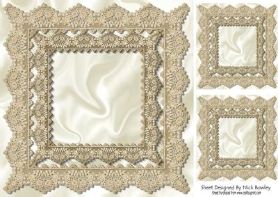 Antique Lace on Satin Card Front 8x8 and Topper