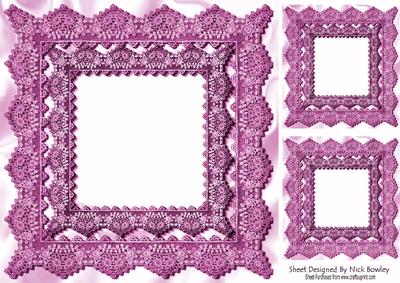 Antique Pink Lace on Satin Card Front 8x8 and Topper