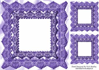 Antique Purple Lace on Satin Card Front 8x8 and Topper