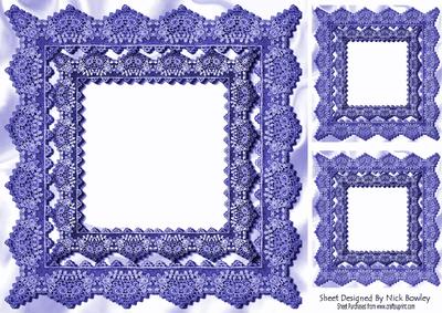 Antique Blue Lace on Satin Card Front 8x8 and Topper
