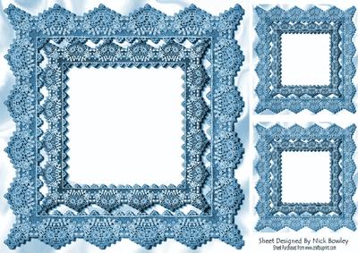 Antique Sky Lace on Satin Card Front 8x8 and Topper