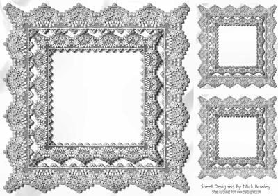 Antique Silver Lace on Satin Card Front 8x8 and Topper