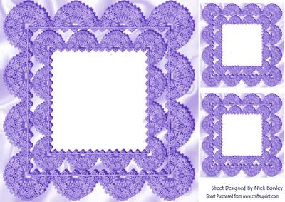 Scalloped Vintage Purple Lace on Satin Card & Toppers 8x8
