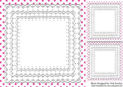 Pink Polka Dot with Lace, Pretty Card Front and Toppers 8x8