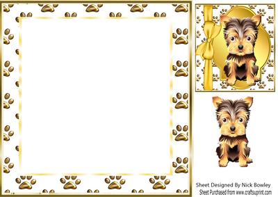 Cute Puppy Card Front and Topper 8x8