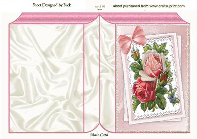Vintage Roses on Lace with Bow, Folded Book