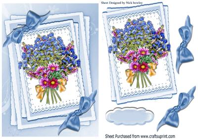 Pretty Mixed Floral Bouquet with Bows on Lace