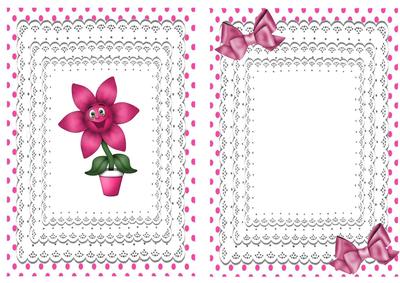 Happy Little Pink Flower with Butterflies and Bow A5 Insert