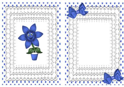 Happy Little Blue Flower with Butterflies and Bows A5 Insert