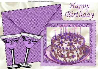 Happy Birthday Cake! with Bubbly on Card and Envelope A4