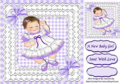 Sweet Dreams Little Baby Girl in Lilac on Lace 8x8