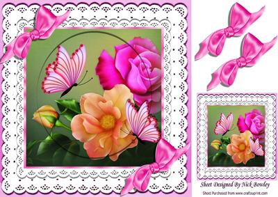 Pretty Summer Peach and Pink Flowers on Lace