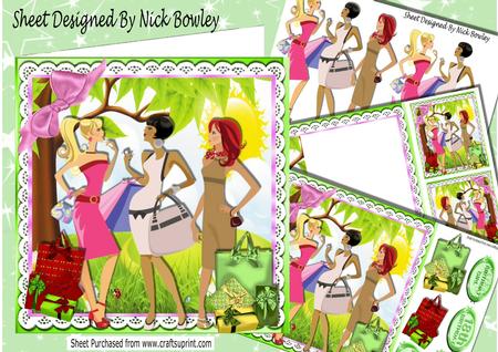 Ladies Just Love to Shop and Chat in the Park 8x8 Mini Kit