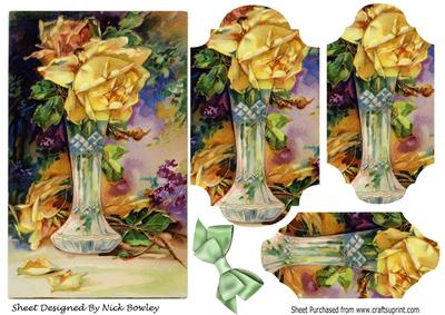 Pretty Vintage Yellow Rose Bracket Pyramids