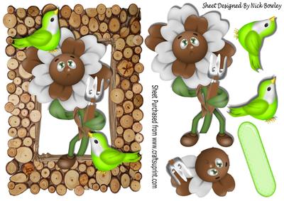 Woody the Flower with Little Green Birds