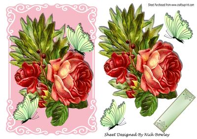 Pretty Vintage Roses in a Lovely Filigree Frame