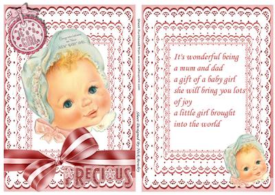 Cute Baby Girl on Lace with Matching A5 Insert