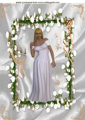 Pretty Lady in White Flower Frame A4 Topper