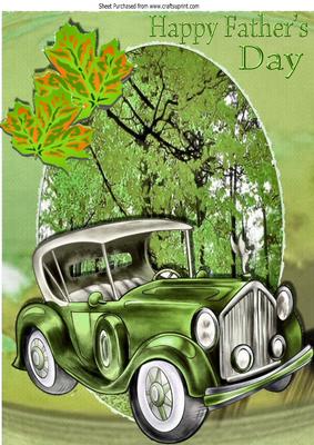 Autumn Run Lovely Vintage Green Car for Fathers Day A4