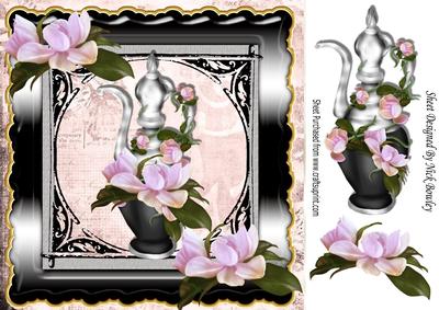 Pretty Perfume Bottle with Flowers in Ornate Frame 8x8