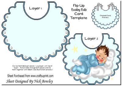 Sleepy Little Baby Boy, on Folded Bib with Pearls