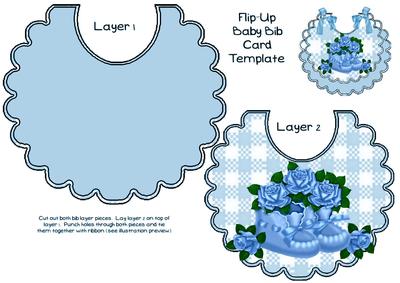 Pretty Blue Bootees with Pink Roses on a Bib