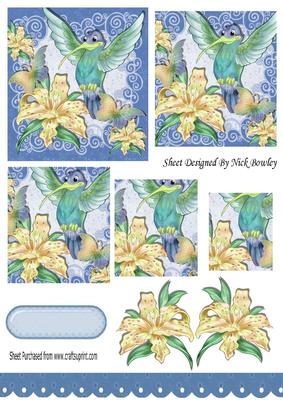 Humming Bird with Lemon Lillies & Butterflies Pyramids