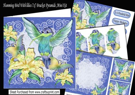 Humming Bird Blue Lillies Bracket Pyramids 7x7 Mini Kit