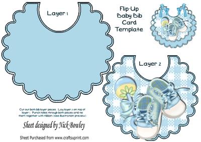 Baby Boys Bib with Blue Bootees and Rattle