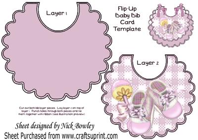 Baby Girls Bib with Pink Bootees and Rattle