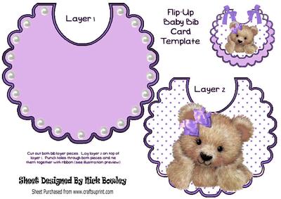 Purple Polka Dot Bib with Cute Fuzzy Bear in Pink Bow