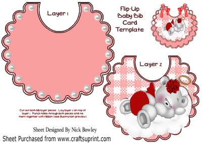Sleepy Little Angel Bear in Red on a Cloud, on Bib