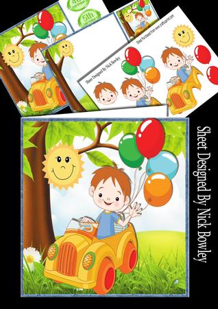 Little Boy Driving His Car in the Park with Sunshine 8x8 Kit