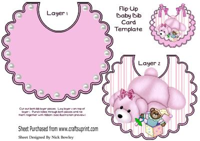 Pink Bear with Jack in a Box on Striped Bib