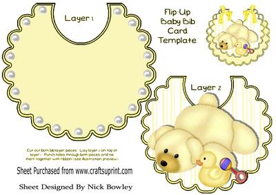 Yellow Bear with Yellow Duck and Rattle on Striped Bib