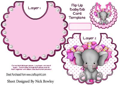 Baby Elephant with Lots of Balloons Pink Dot Bib