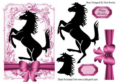 Silhouette of a Black Stallion in Vintage Ornate Frame