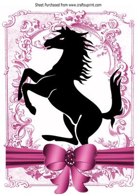 Silhouette of a Black Stallion in Vintage Ornate Frame A4