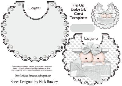 Double Trouble! Cute Twin Baby Boys in Silver on a Bib
